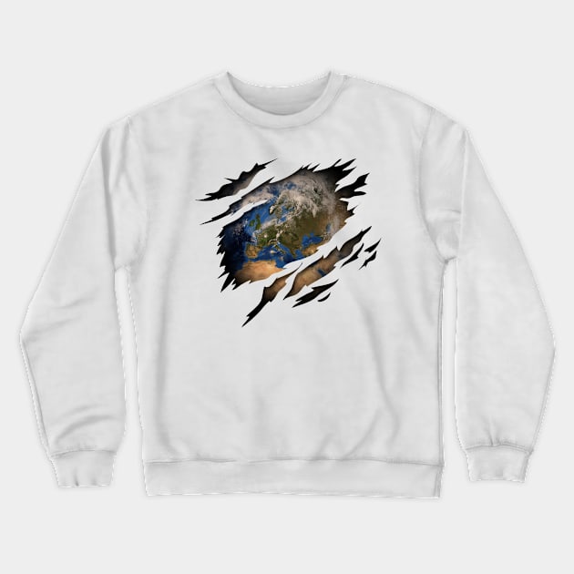 Planet Earth in the Heart I Europe Crewneck Sweatshirt by HappyGiftArt